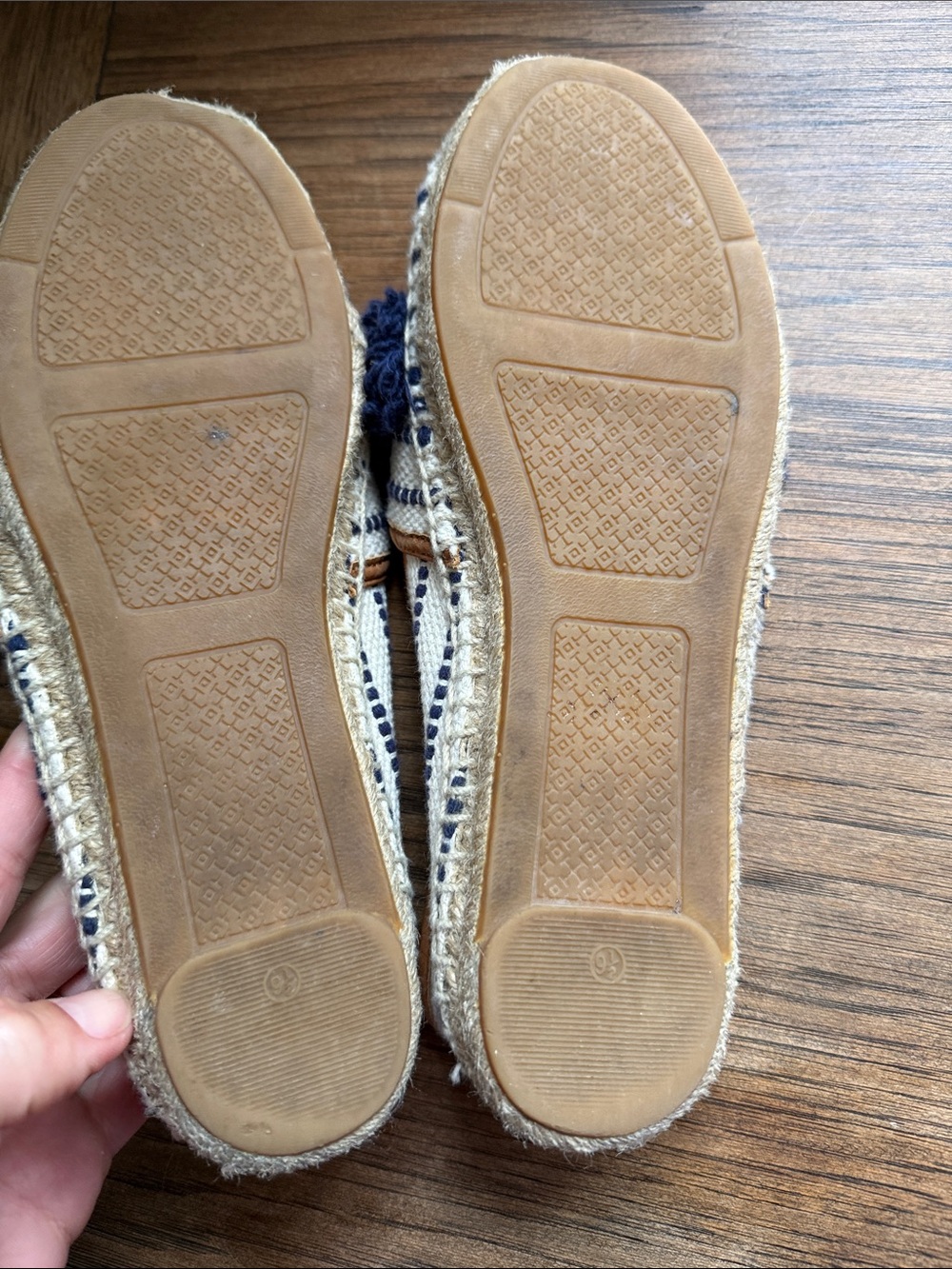 Tory Burch Navy & Cream Striped Espadrille Flats - Picture 4 of 7